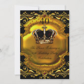 Invitation Prince King Gold Royal Couronne noire Anniversaire (Devant)