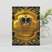 Invitation Prince King Gold Royal Couronne noire Anniversaire (Debout devant)