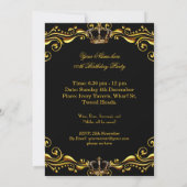 Invitation Prince King Gold Royal Couronne noire Anniversaire (Dos)