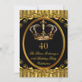 Invitation Prince King Gold Royal Couronne noire Anniversaire (Devant)