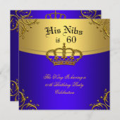 Invitation Prince King Red Gold Royal Blue Crown 60 Anniversa (Devant / Derrière)