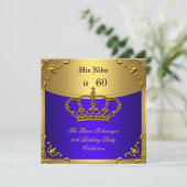 Invitation Prince King Red Gold Royal Blue Crown Anniversaire (Debout devant)