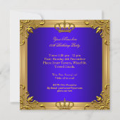 Invitation Prince King Red Gold Royal Blue Crown Anniversaire (Dos)