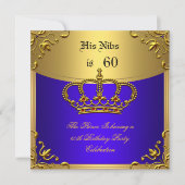 Invitation Prince King Red Gold Royal Blue Crown Anniversaire (Devant)