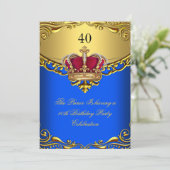 Invitation Prince King Red Gold Royal Blue Crown Anniversaire (Debout devant)