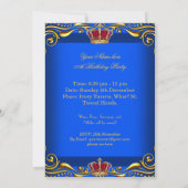 Invitation Prince King Red Gold Royal Blue Crown Anniversaire (Dos)