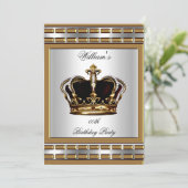 Invitation Prince King Royal Couronne Gold Argent fête d'anni (Debout devant)