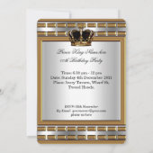 Invitation Prince King Royal Couronne Gold Argent fête d'anni (Dos)