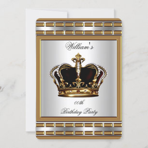 Invitation Prince King Royal Couronne Gold Argent fête d'anni