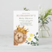 Invitation Prince Lion Golden Crown Baby shower (Debout devant)