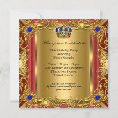 Invitation Prince ou King Red Gold Royal Blue Crown Anniversa (Dos)