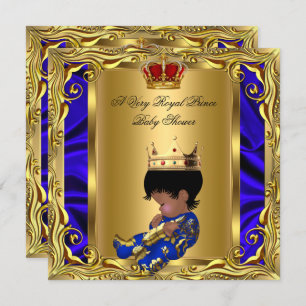 Invitation Prince Royal Baby shower bleu Regal Red Gold Boy 5