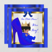 Invitation Prince Royal Baby shower Cute Boy Blue Chaussure (Devant / Derrière)