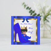 Invitation Prince Royal Baby shower Cute Boy Blue Chaussure (Debout devant)