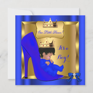 Invitation Prince Royal Baby shower Cute Boy Blue Chaussure 3