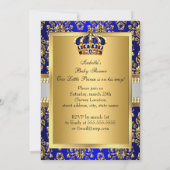 Invitation Prince Royal Baby shower de la Couronne bleu Brune (Dos)