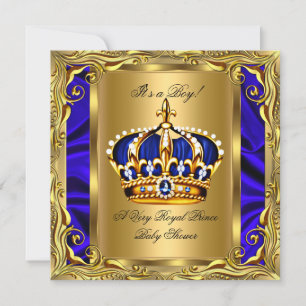 Invitation Prince Royal Bleu Baby Shower Regal Or Filleul