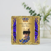 Invitation Prince Royal Blue Baby shower Regal Gold Boy 2 (Debout devant)