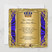 Invitation Prince Royal Blue Baby shower Regal Gold Boy 2 (Dos)