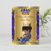 Invitation Prince Royal Blue Baby shower Regal Gold Boy 2 (Debout devant)
