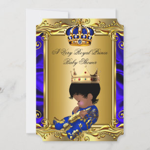 Invitation Prince Royal Blue Baby shower Regal Gold Boy 2