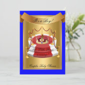 Invitation Prince Royal Blue Boy Baby shower Crown (Debout devant)
