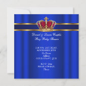 Invitation Prince Royal Blue Boy Baby shower Crown (Dos)