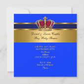 Invitation Prince Royal Blue Boy Baby shower Crown (Dos)