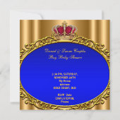 Invitation Prince Royal Blue Boy Baby shower Crown Gold (Dos)