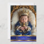Invitation Prince Royal Blue Gold Baby shower Rattle (Devant)