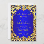 Invitation Prince Royal Blue Gold Baby shower Rattle Ethnic (Dos)