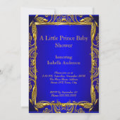 Invitation Prince Royal Blue Gold Boy Baby shower ethnique (Dos)