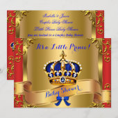 Invitation Prince Royal Couples Baby shower Boy Red Blue Gold (Devant / Derrière)