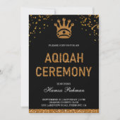 Invitation Prince royal d'or noir Aqiqah (Devant)