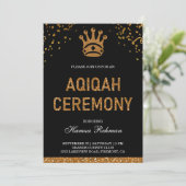 Invitation Prince royal d'or noir Aqiqah (Debout devant)