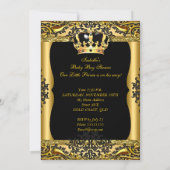Invitation Prince sur son chemin Baby shower Gold Black 2 (Dos)