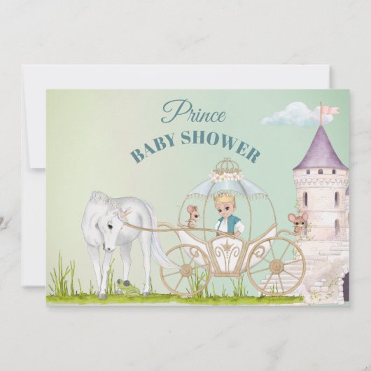 Invitation Prince Unicorn Crown Baby Boy Douche (Dos)