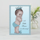 Invitation Prince vintage mignon baby shower (Debout devant)