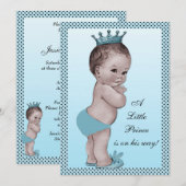 Invitation Prince vintage mignon baby shower (Devant / Derrière)