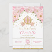 Invitation Princess Anniversaire Carriage Rose Floral (Devant)