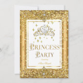 Invitation Princess Anniversaire Gold confetti Tiara (Devant)