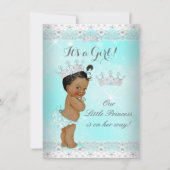 Invitation Princess Baby shower Aqua Lace Tiara Ethnic (Devant)
