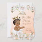 Invitation Princess Baby shower Coral Peach White Ethnic (Devant)