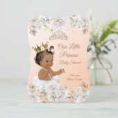 Invitation Princess Baby shower Coral Peach White Ethnic (Debout devant)