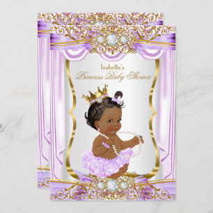 Invitation Princess Baby shower d'ethnie Purple Silk Gold