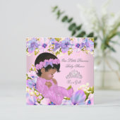 Invitation Princess Baby shower Fille florale rose pourpre (Debout devant)