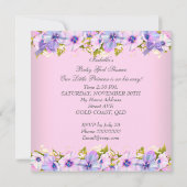Invitation Princess Baby shower Fille florale rose pourpre (Dos)
