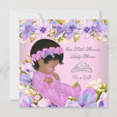 Invitation Princess Baby shower Fille florale rose pourpre (Devant)