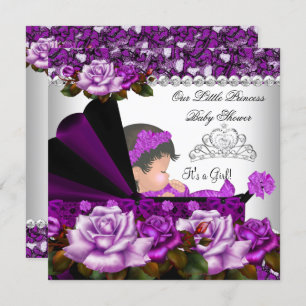Invitation Princess Baby shower fille Rose de prune