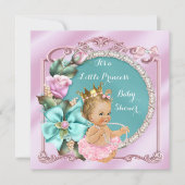 Invitation Princess Baby shower Floral Turquoise rose Blonde  (Devant)